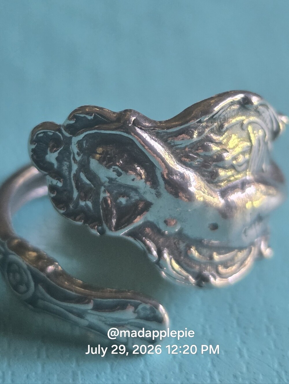 Vintage Sterling Silver Goddess Woman Nude Deity Muse Nymph Spoon Ring #126 - Picture 4 of 16